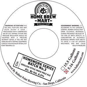 Ballast Point Brewing Company Homework Series Batch No. 3