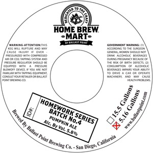 Ballast Point Brewing Company Homework Series No. 4 August 2014