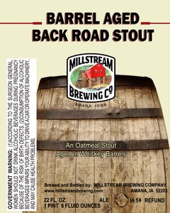 Millstream Brewing Company Barrel Aged Back Road Stout August 2014