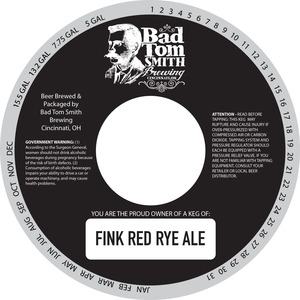 Bad Tom Smith Brewing Fink Red Rye Ale September 2014