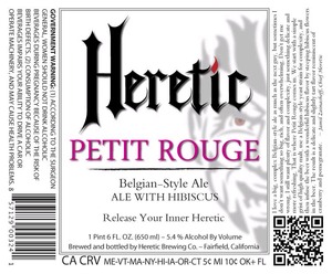 Heretic Brewing Company Petit Rouge August 2014