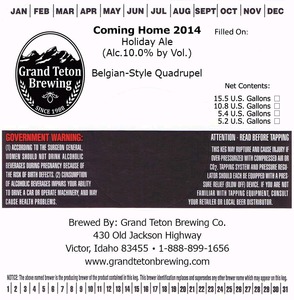 Grand Teton Brewing Company Coming Home 2014 August 2014