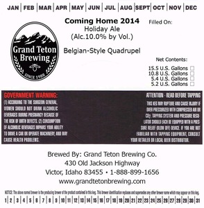 Grand Teton Brewing Company Coming Home 2014