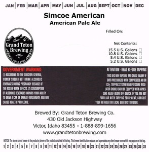Grand Teton Brewing Company Simcoe American August 2014