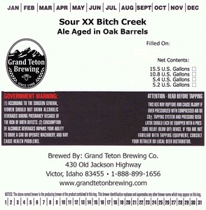 Grand Teton Brewing Company Sour Xx Bitch Creek August 2014