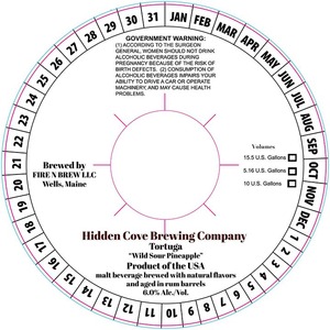 Hidden Cove Brewing Co. Tortuga "wild Sour Pineapple" August 2014