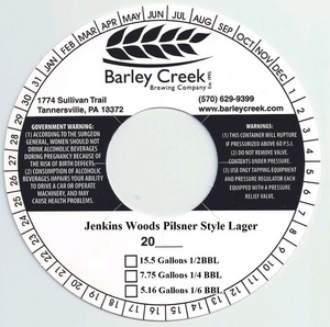 Barley Creek Jenkins Woods Pilsner Style August 2014