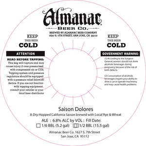 Almanac Beer Co. Saison Dolores