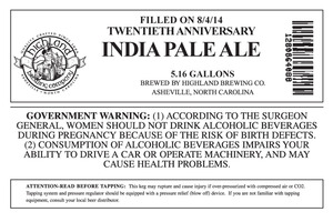 Highland Brewing Co. Twentieth Anniversary India Pale