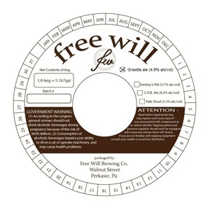 Free Will Grisette Ale August 2014