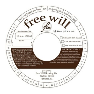 Free Will Pilsner August 2014