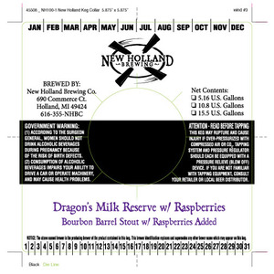 New Holland Brewing Company Dragon's Milk Reserve With Raspberries August 2014