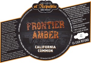 Ol' Republic Brewery Frontier Amber August 2014