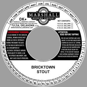 Marshall Brewing Company Bricktown Stout August 2014