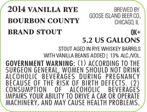 Goose Island Beer Co. Vanilla Rye Bourbon County Brand Stout