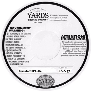 Yards Brewing Company Frankford IPA Ale