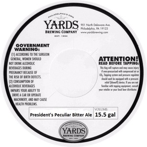 Yards Brewing Company Presidents Peculiar Bitter Ale