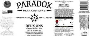 Paradox Beer Company Deux Ans August 2014