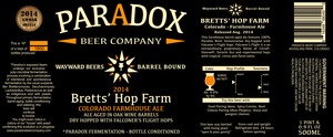 Paradox Beer Company Bretts' Hop Farm August 2014