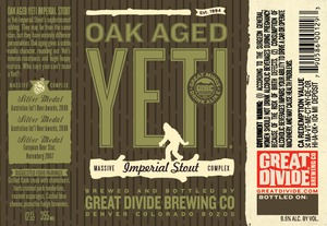 Great Divide Brewing Company Oak Aged Yeti Imperial Stout August 2014