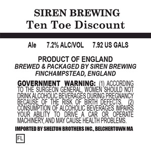 Siren Brewing Ten Toe Discount August 2014