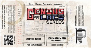 Lost Rhino Brewing Company Cerise Acide Sour Barrel 13