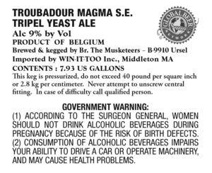 Troubadour Magma S.e. Tripel Yeast September 2014