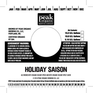 Peak Organic Holiday Saison September 2014