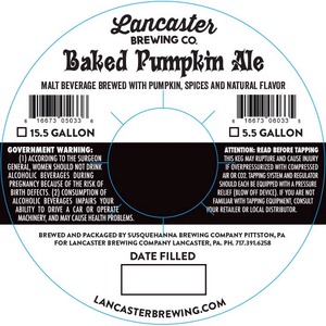 Lancaster Brewing Company Baked Pumpkin Ale September 2014