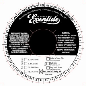 Eventide Brewing Red Headed Haley