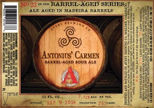 Avery Brewing Company Antonius' Carmen Barrel-aged Sour Ale September 2014