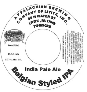 Appalachian Brewing Co Belgian Styled IPA September 2014