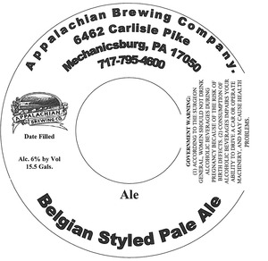 Appalachian Brewing Co Belgian Styled Pale September 2014