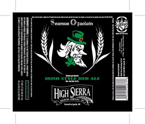 High Sierra Brewing Co., LLC Seamus O'faolain Irish Style Red Ale