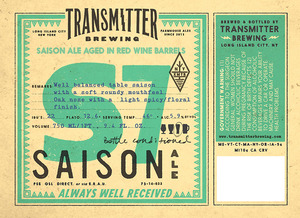 Transmitter Brewing Oak Aged S7 September 2014