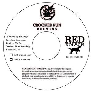 Crooked Run Brewing Red Kolsch September 2014