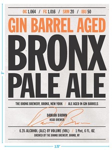 The Bronx Brewery Gin Barrel Aged Bronx Pale Ale September 2014