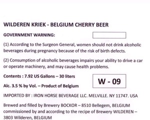 Wilderen Kriek Belgium Cherry Beer