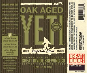 Great Divide Brewing Company Oak Aged Yeti Imperial Stout September 2014