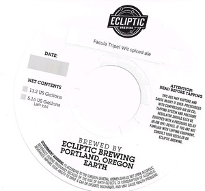 Facula Tripel Wit Spiced Ale October 2014