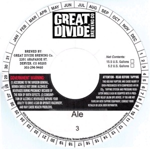 Great Divide Brewing Company Ale 3 October 2014