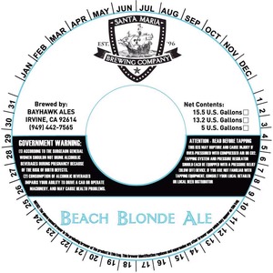 Santa Maria Brewing Company Beach Blonde October 2014