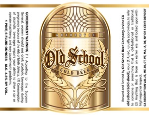 Old School Beer Company Gold Beer September 2014