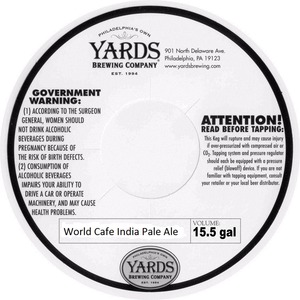 Yards Brewing Company World Cafe India Pale Ale October 2014