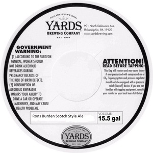 Yards Brewing Company Ron's Burden Scotch Style Ale October 2014