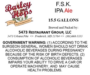 F S K Ipa Ale October 2014