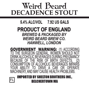 Weird Beard Decadence Stout October 2014