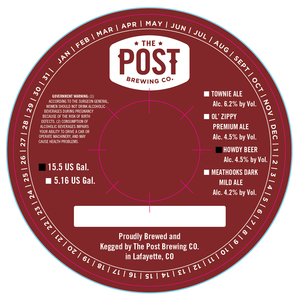 The Post Brewing Company Howdy Beer October 2014