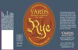 Yards Brewing Company Rye IPA