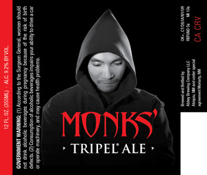 Abbey Brewing Company Monks' Tripel Ale October 2014